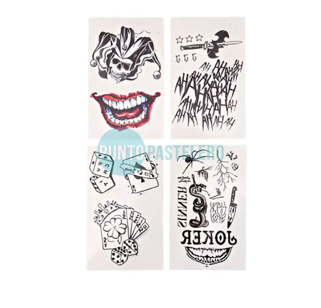 [7799088053499] TATUAJE TEMPORARIO JOKER (4 PLANCHAS)