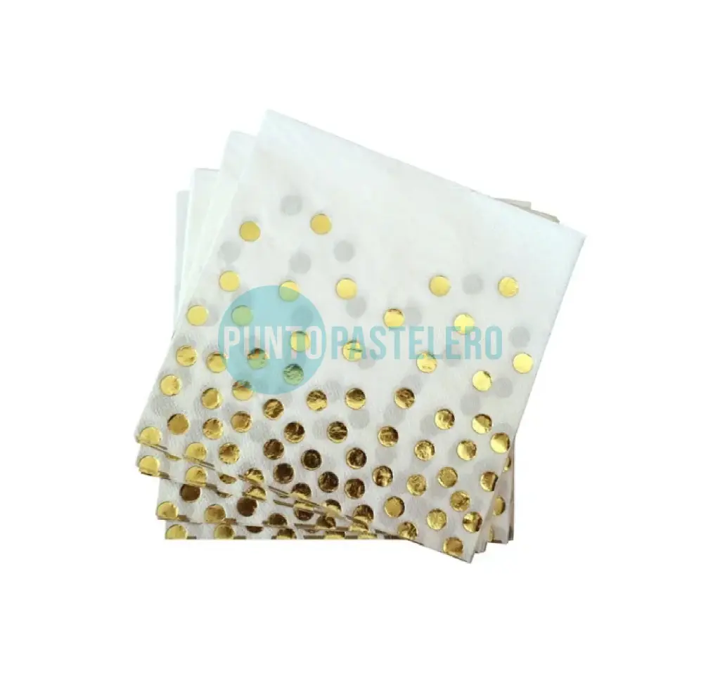 [7799088007935] SERVILLETA BLANCA LUNARES DORADOS (X 12 U.)