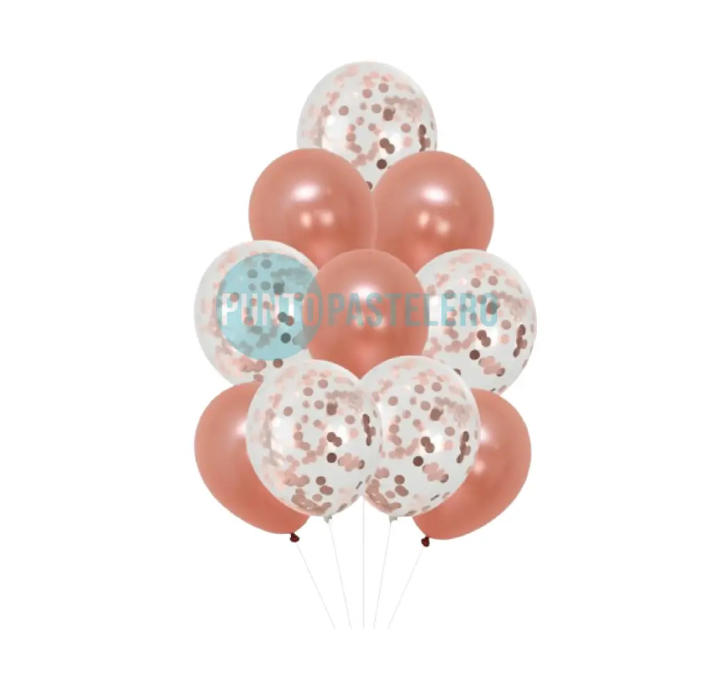 [2025315326896] SET DE GLOBOS CONFETTI Y STANDARD ROSA GOLD (52 PZ)
