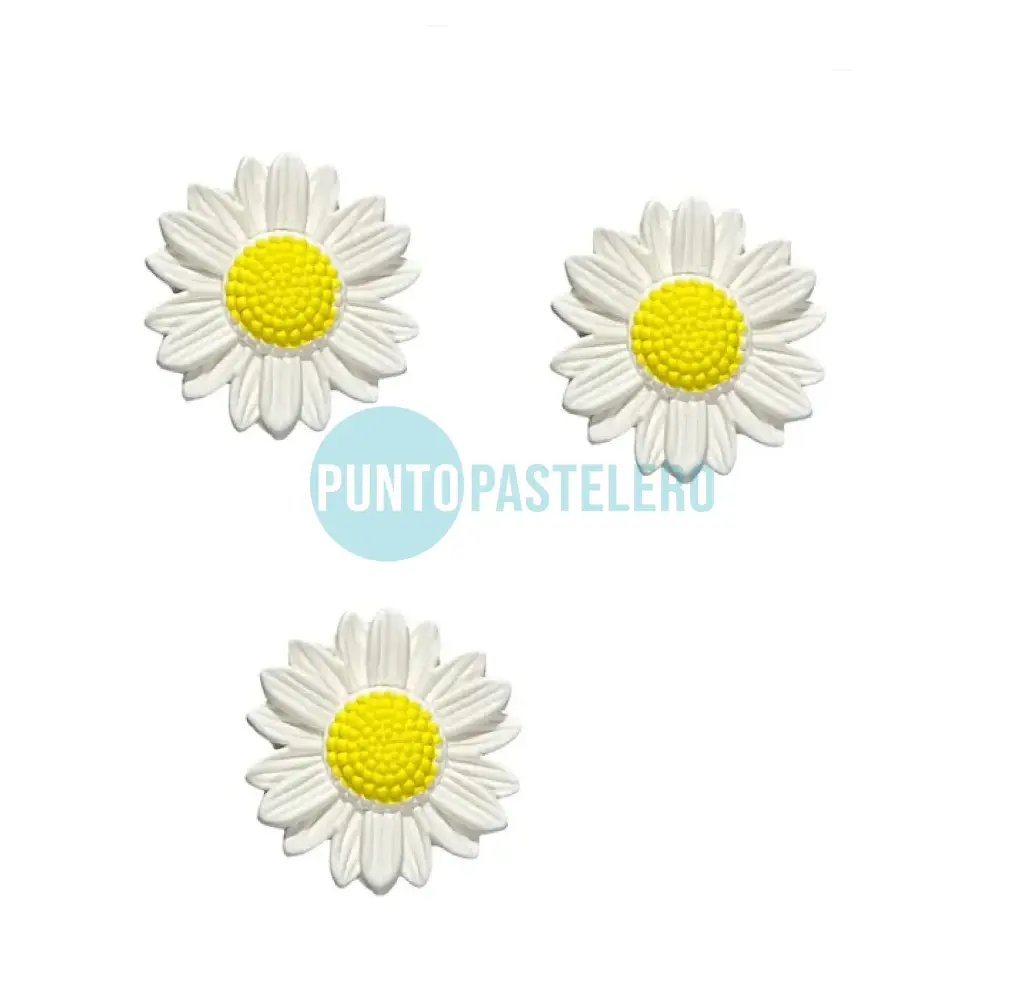 FLOR MARGARITA DE PASTILLAJE BLANCA CENTRO AMARILLO (X 8 U.)