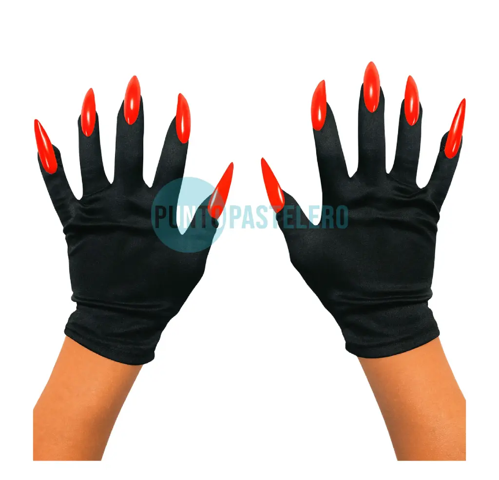 [000000058074] GUANTE NEGRO CON UÑAS ROJAS (PAR)