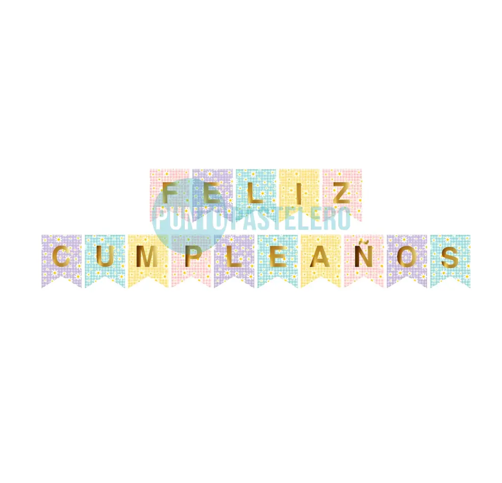 BANDERIN "FELIZ CUMPLE" MARGARITAS CUADRILLE