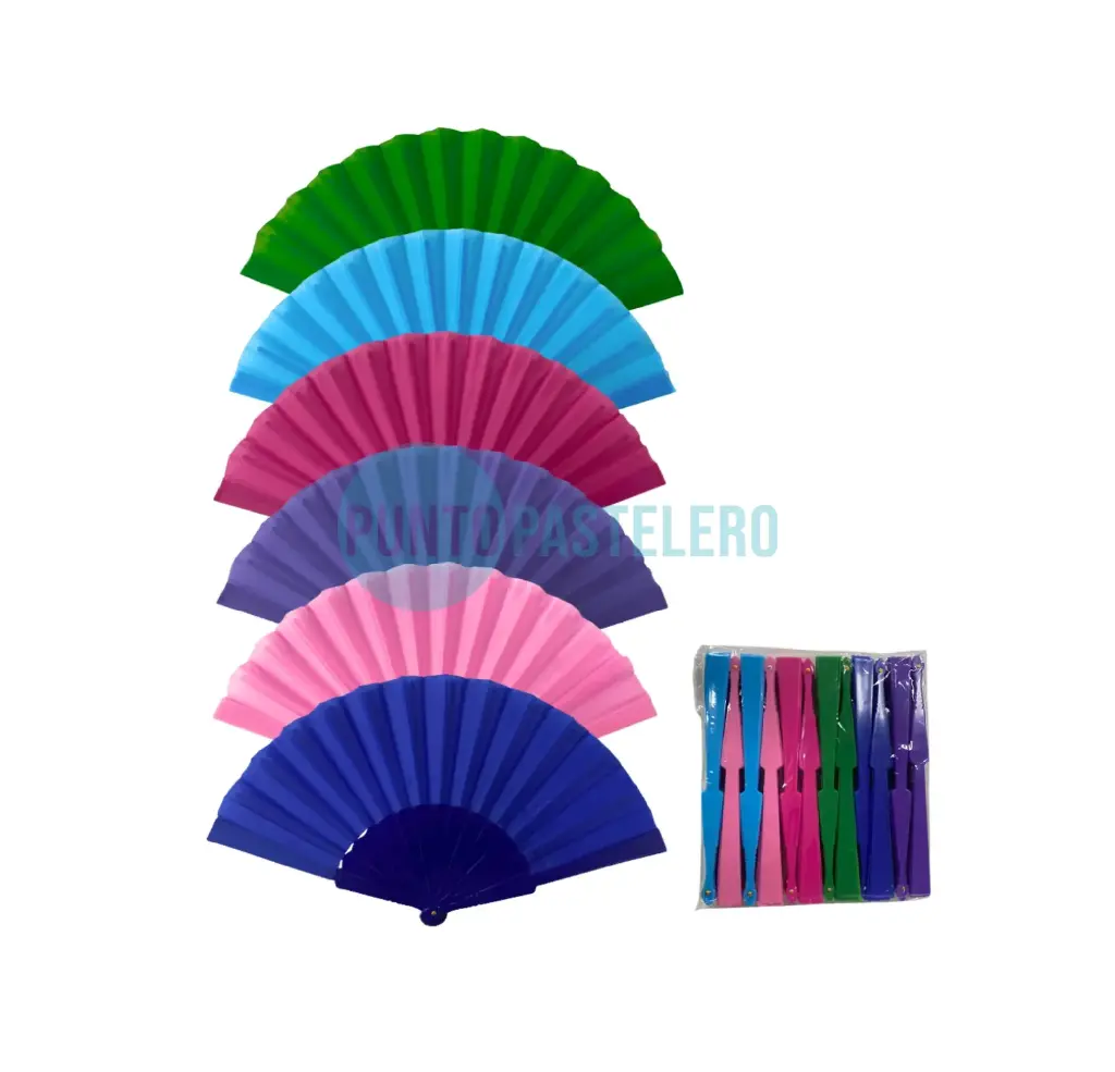 ABANICO 23 CM PLASTICO (COLORES SURTIDOS)