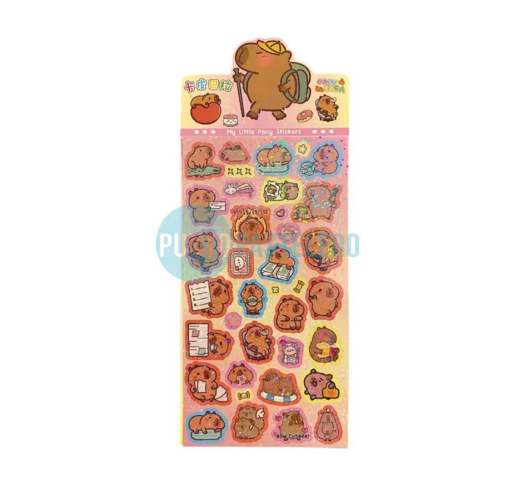 [5888531420369] PLANCHA DE STICKER CAPIBARA HOLOGRAFICOS