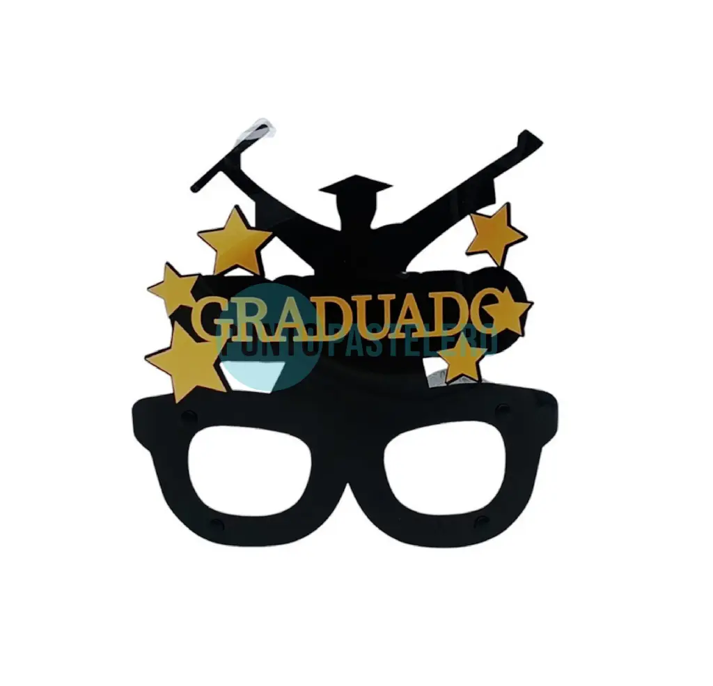 ANTEOJO GRADUADO Y ESTRELLAS NEGRO Y DORADO