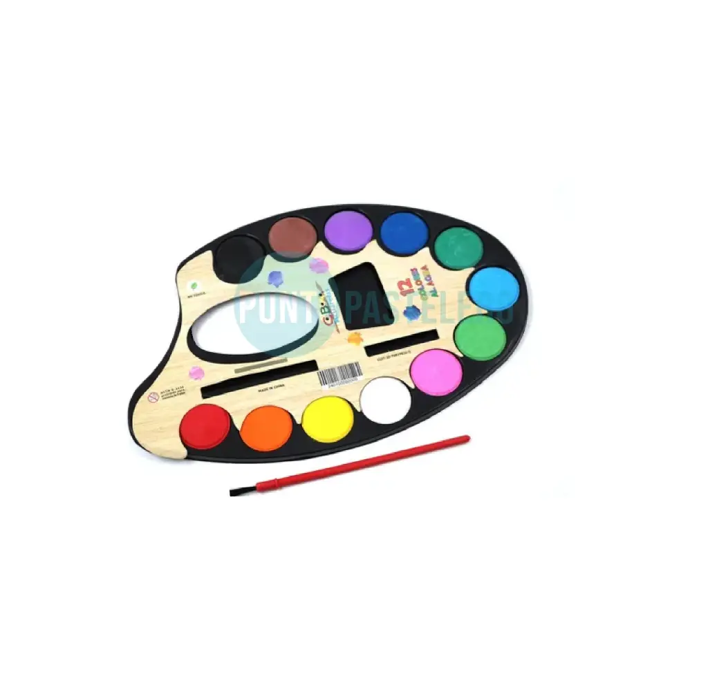 PALETA CON ACUARELAS AL AGUA CON PINCEL