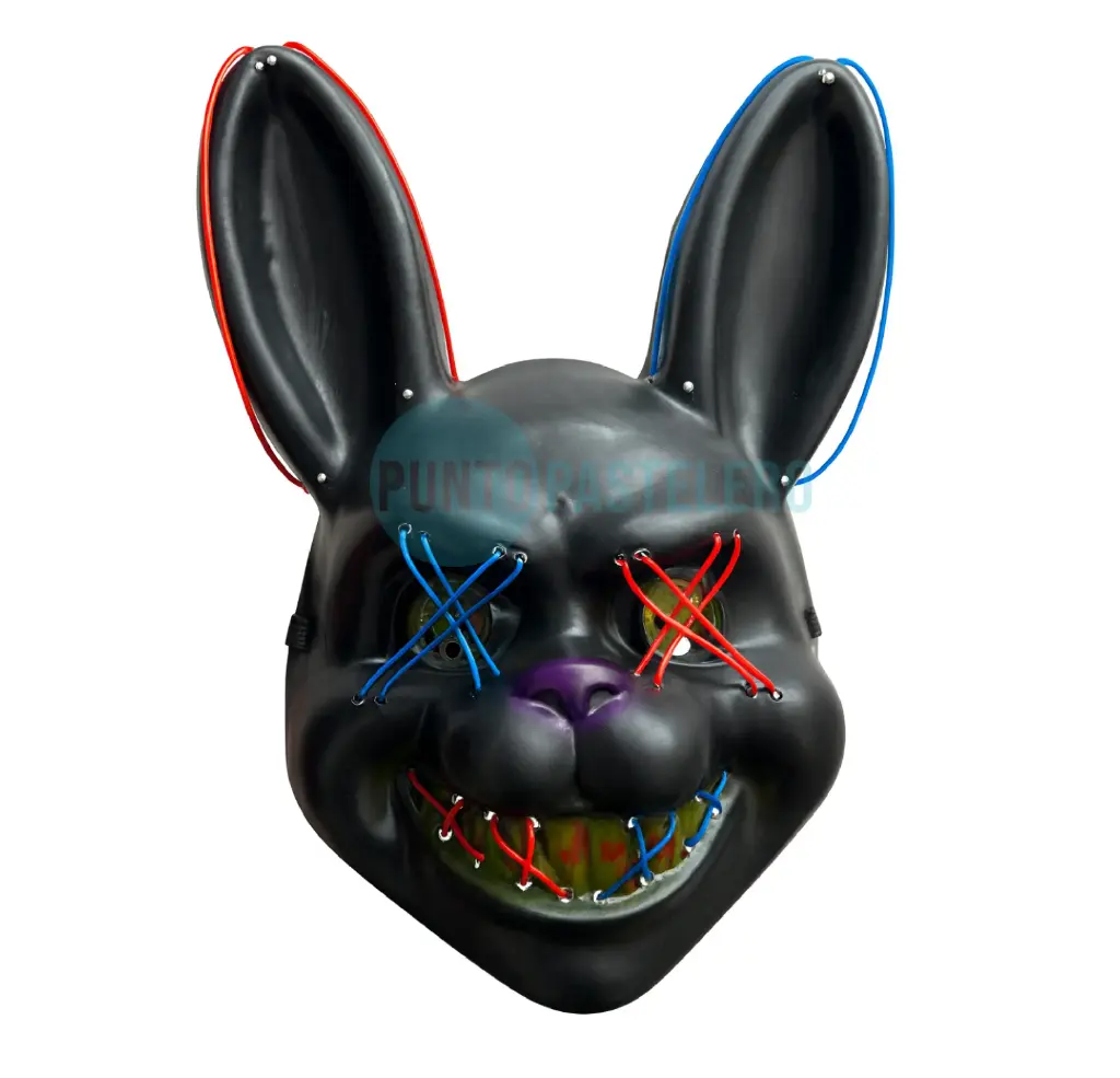 [6959251014110] CARETA MASCARA CONEJO HALLOWEEN DOBLE HILO LED 