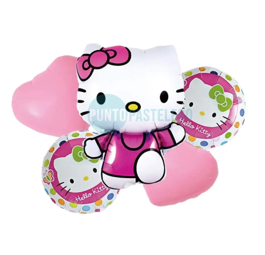 [6901385000576] SET DE GLOBOS METALIZADOS HELLO KITTY (5 PZ) 