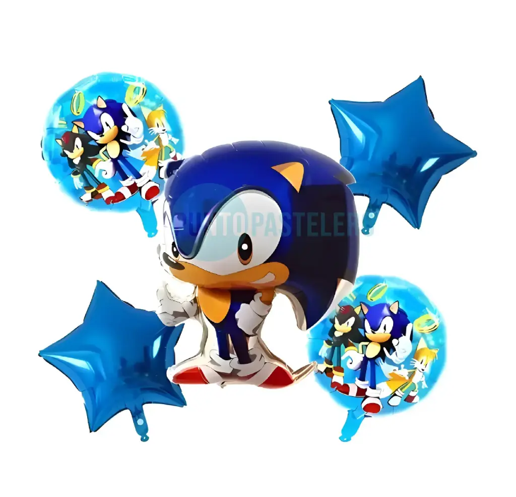 [6901385000354] SET DE GLOBOS METALIZADOS SONIC (5 PZ) 
