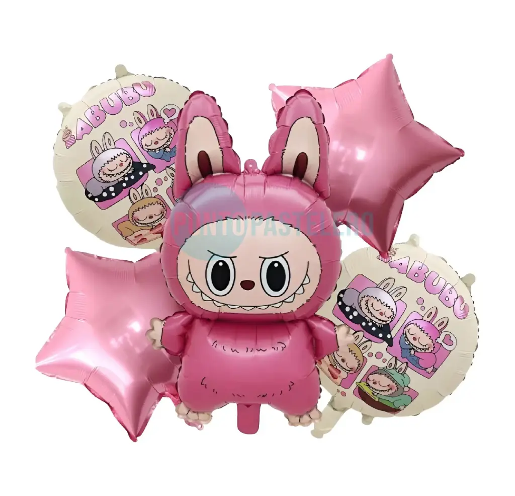 [6901385002129] SET DE GLOBOS METALIZADOS LABUBU (5 PZ) 