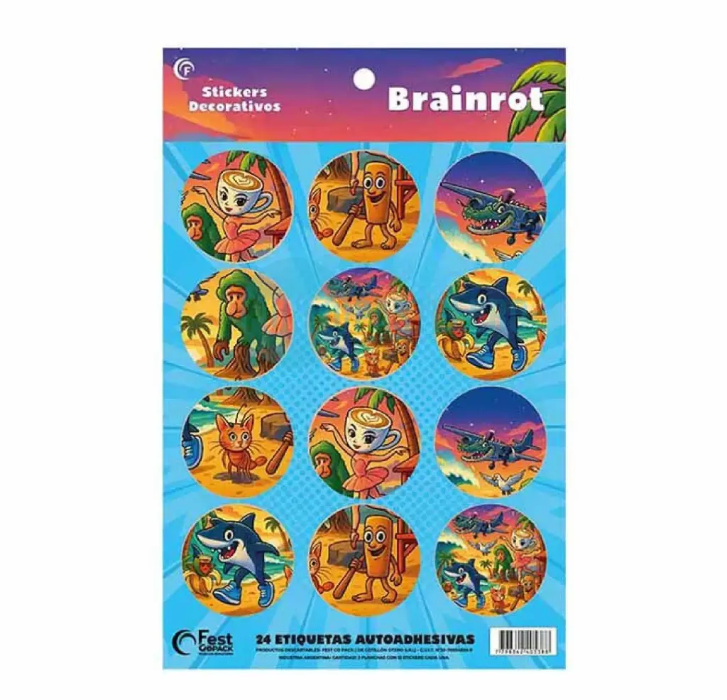 STICKERS EN PLANCHA BRAINROT (24 U.)