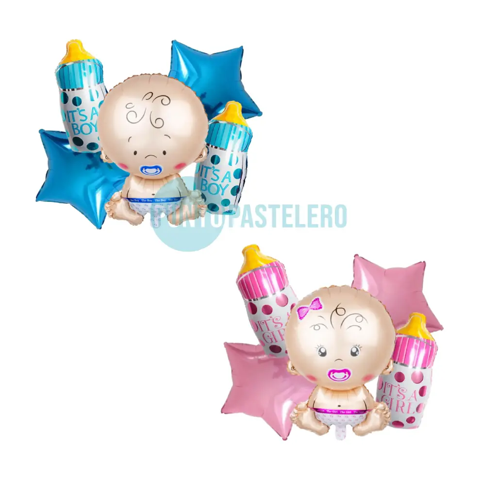SET GLOBOS METALIZADO BEBE ( 5 PZ)