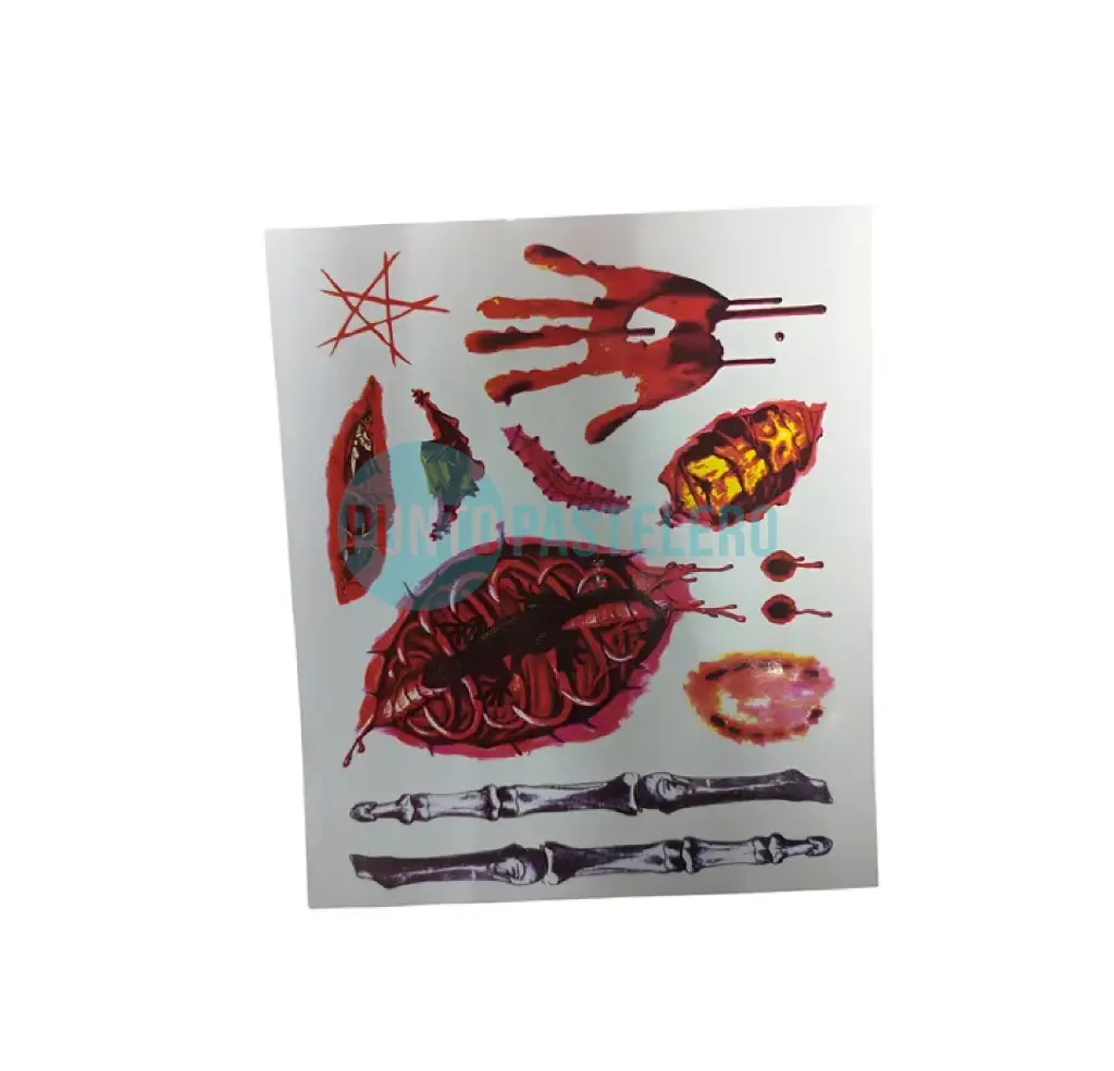 [6954395591299] TATUAJE TEMPORARIO HALLOWEEN PLANCHA SURTIDA (20X30 CM)