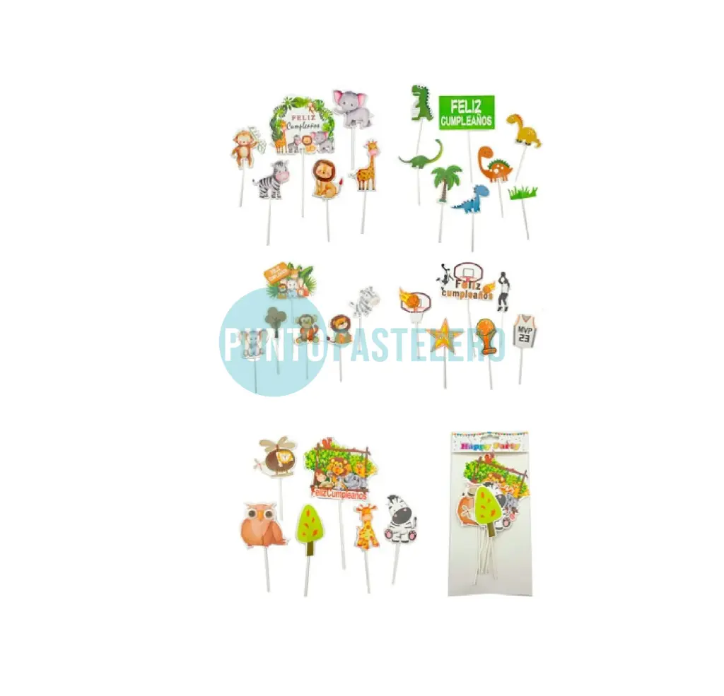 [00120762] SET TOPPER FELIZ CUMPLEAÑOS (DINOSAURIOS)