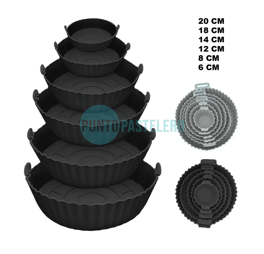 [000000058133] SET 6 MOLDES SILICONA FREIDORA DE AIRE REDONDO (VARIAS MEDIDAS)