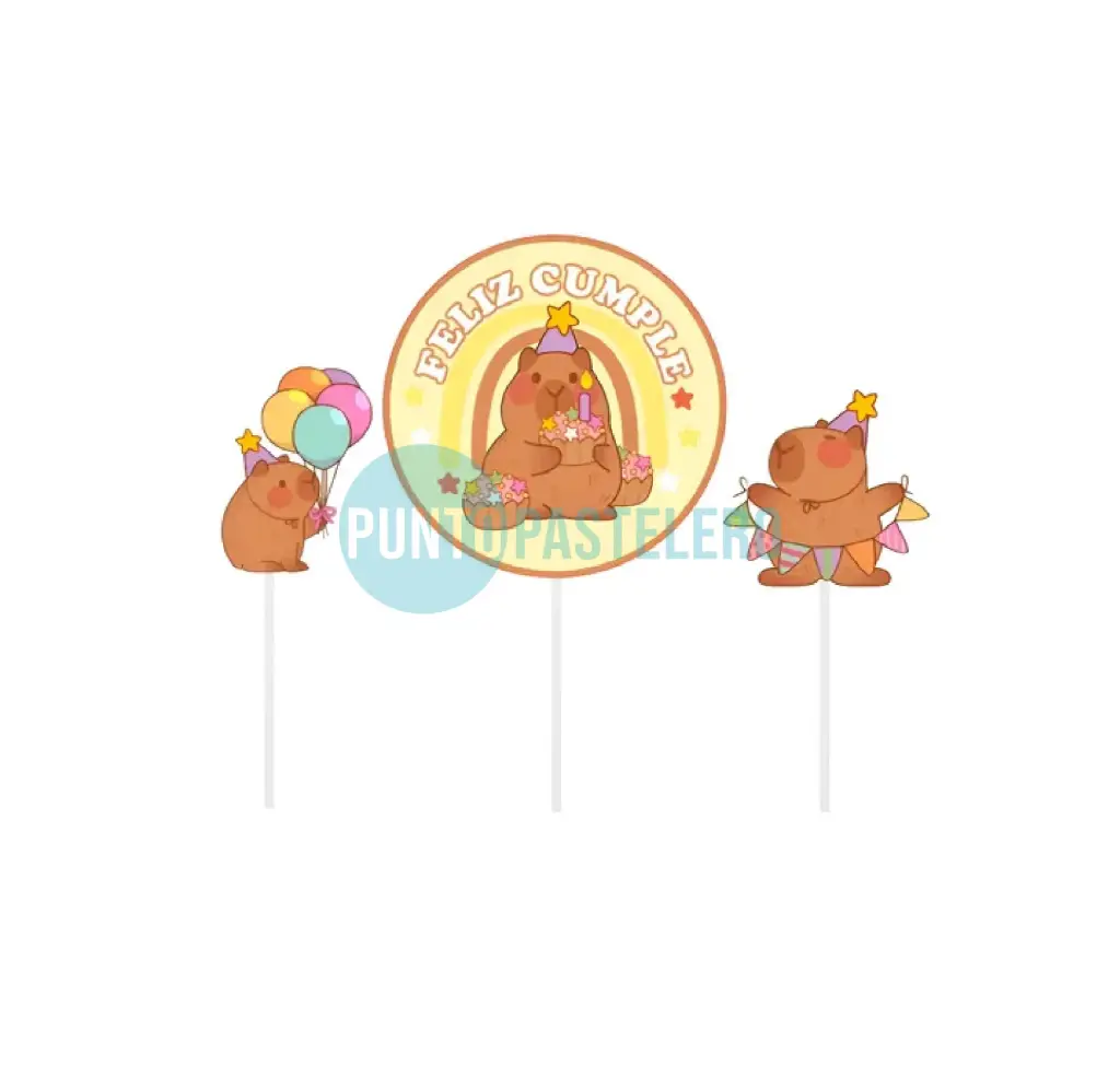 [000000055343] PINCHE ADORNO SET FELIZ CUMPLE CAPIBARA CALUMI (3 U.)