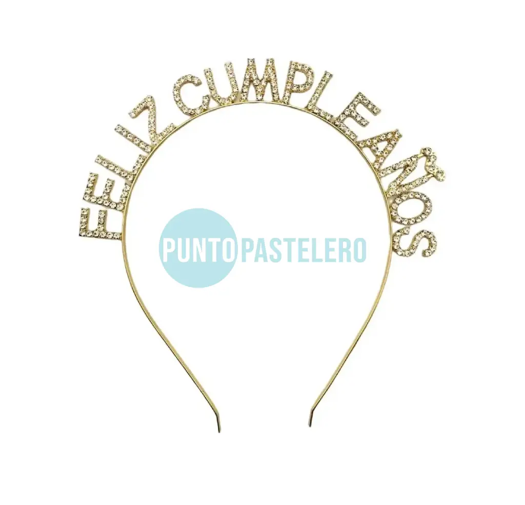[000000VI01PS] VINCHA STRASS DELUXE FELIZ CUMPLEAÑOS DORADA
