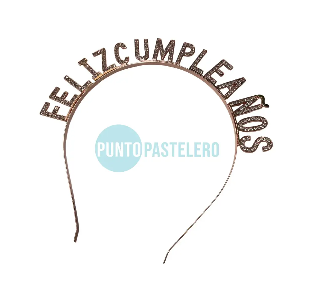 [000000VI02FC] VINCHA STRASS DELUXE FELIZ CUMPLEAÑOS ROSA GOLD