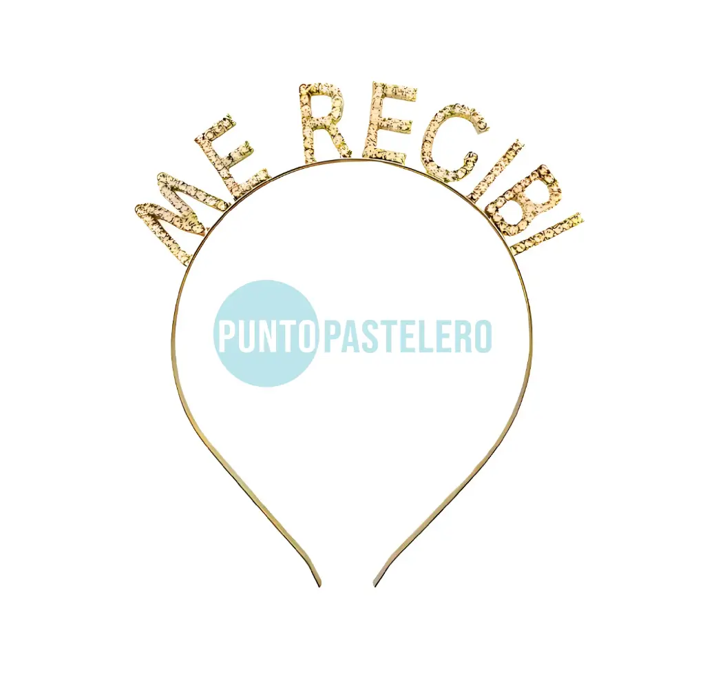 VINCHA STRASS DELUXE ME RECIBI DORADA