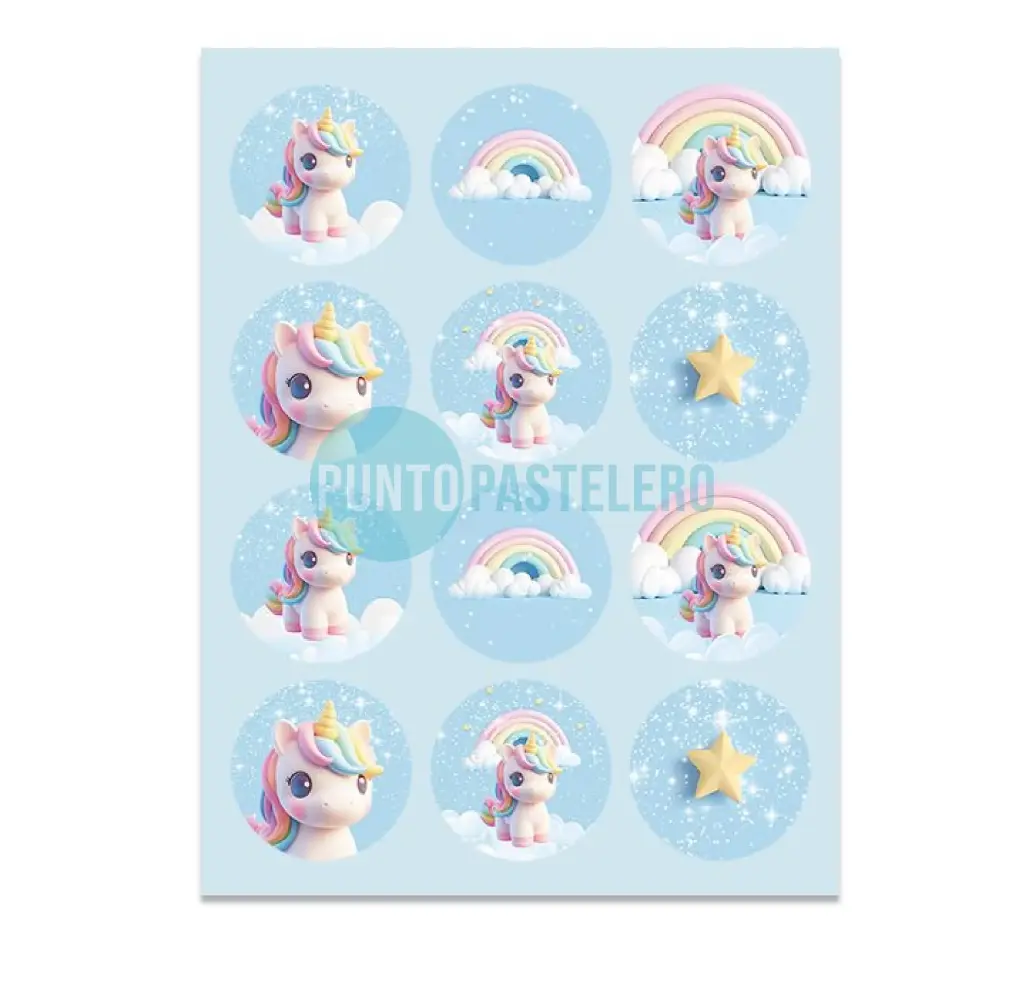 [7799051011402] STICKERS UNICORNIO COLORES PASTEL (120 U.)