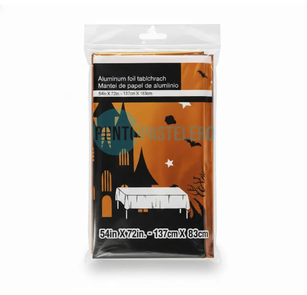 [6963648625469] MANTEL RECTANGULAR METALIZADO HALLOWEEN NARANJA (1.37 X 2.44 CM)