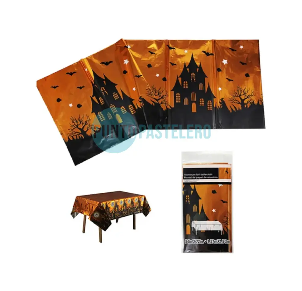 [6963648625469] MANTEL RECTANGULAR METALIZADO HALLOWEEN NARANJA (1.37 X 2.44 CM)