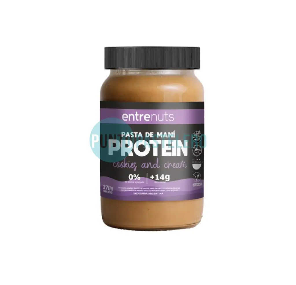 PASTA DE MANI PROTEIN COOKIES AND CREAM ENTRE NUTS (X 370 GR.) (SIN TACC)
