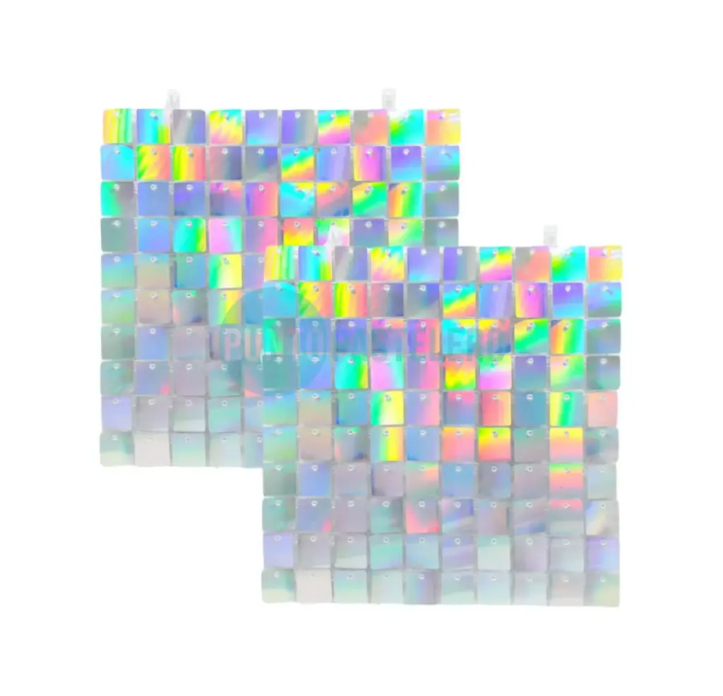 [PLATARC] SHIMMER WALL SET 12 PANELES (+ ACCESORIOS) PLATEADO ARCOIRIS