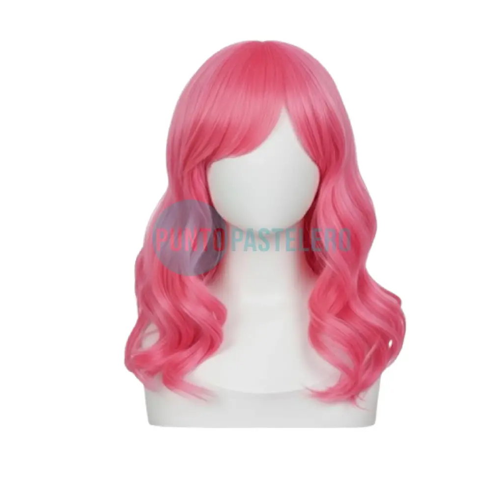 PELUCA LARGA CON RULOS ROSA