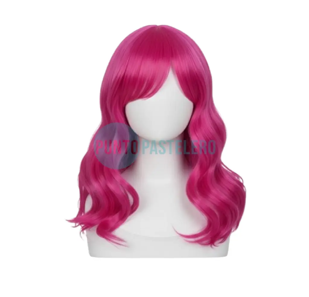 PELUCA LARGA CON RULOS FUCSIA