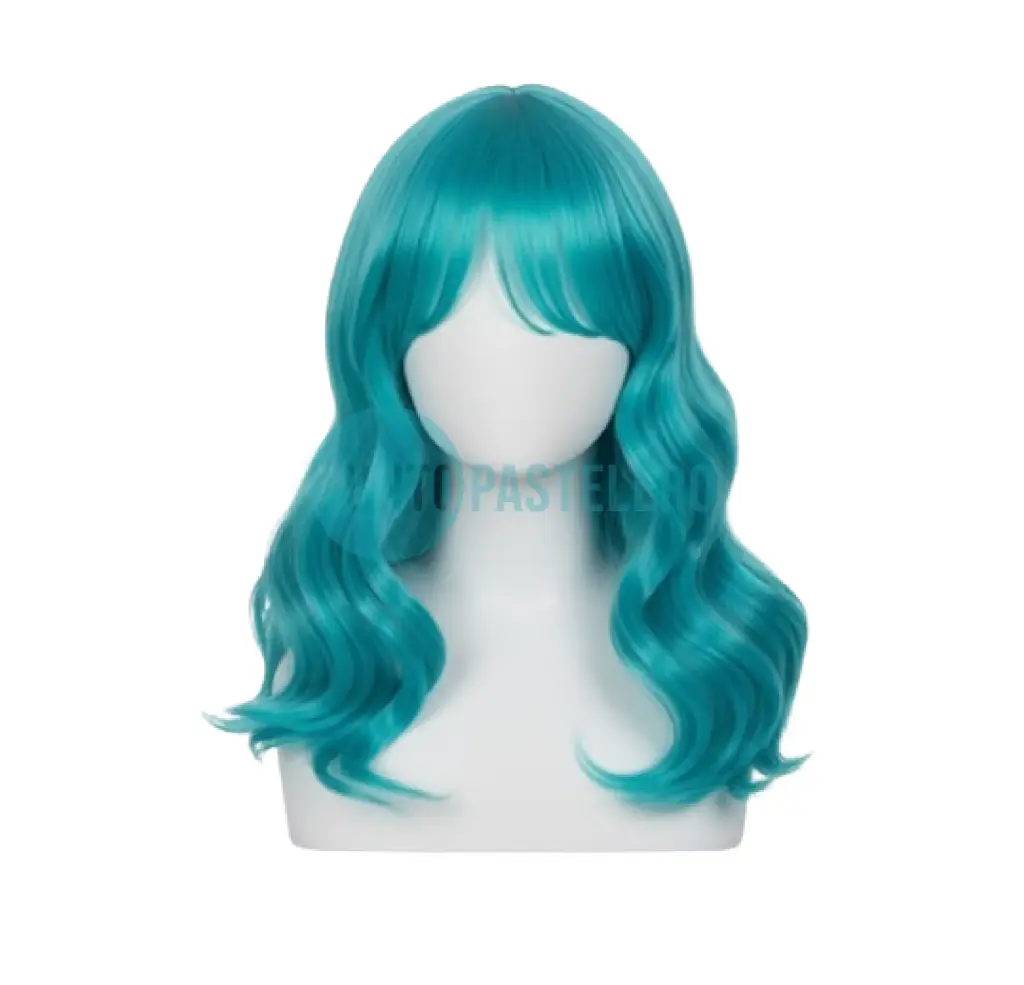 PELUCA LARGA CON RULOS TURQUESA