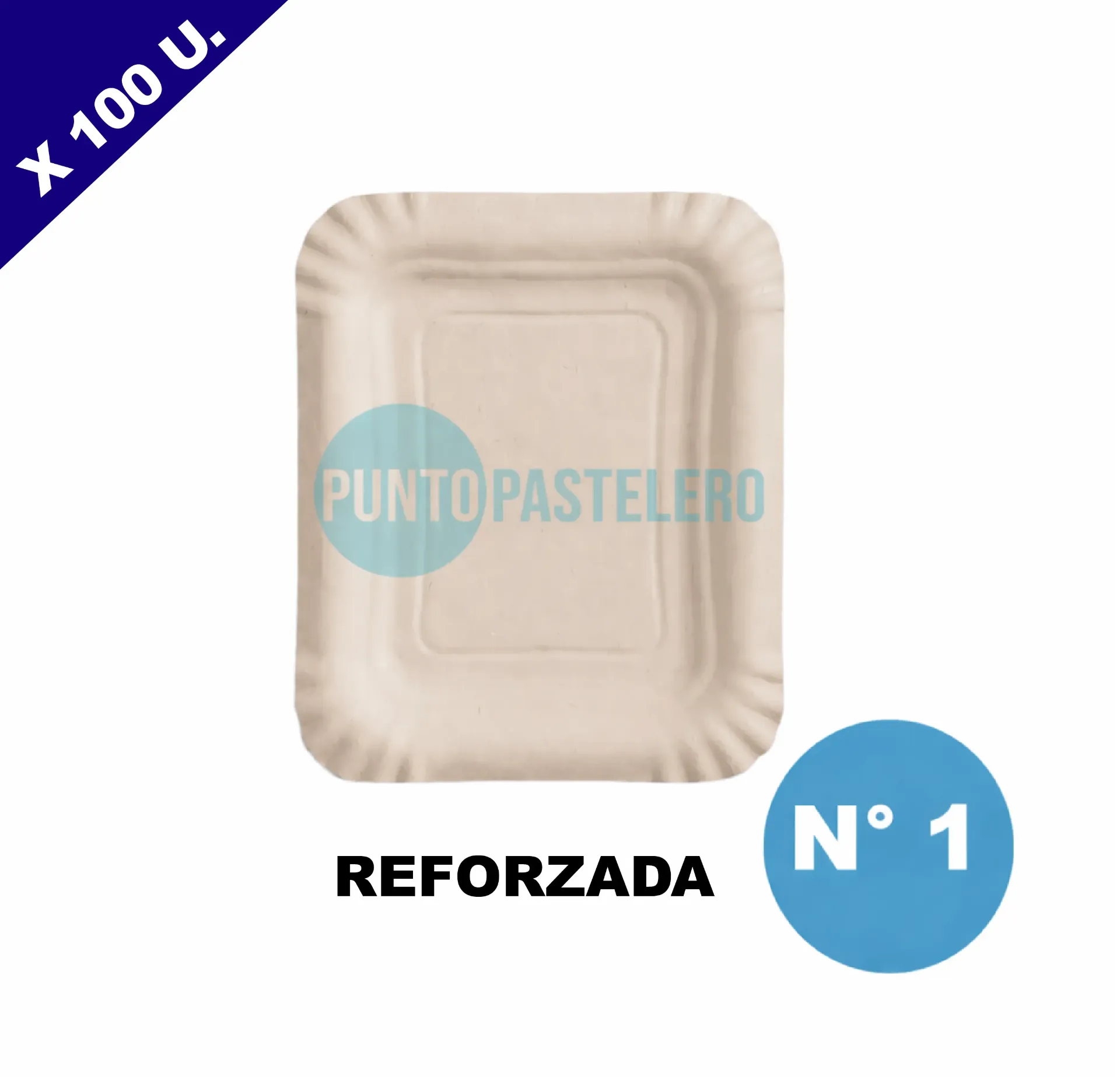 BANDEJA DE CARTON BLANCA RECTANGULAR N° 2 [REFORZADA] (17X20 CM) (X 100 U.)
