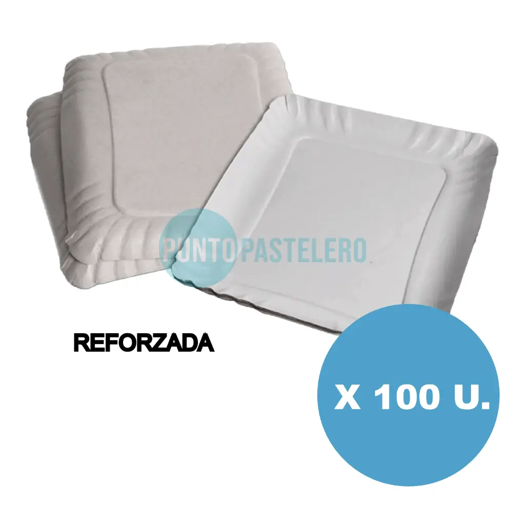BANDEJA DE CARTON BLANCA RECTANGULAR N° 2 [REFORZADA] (17X20 CM) (X 100 U.)