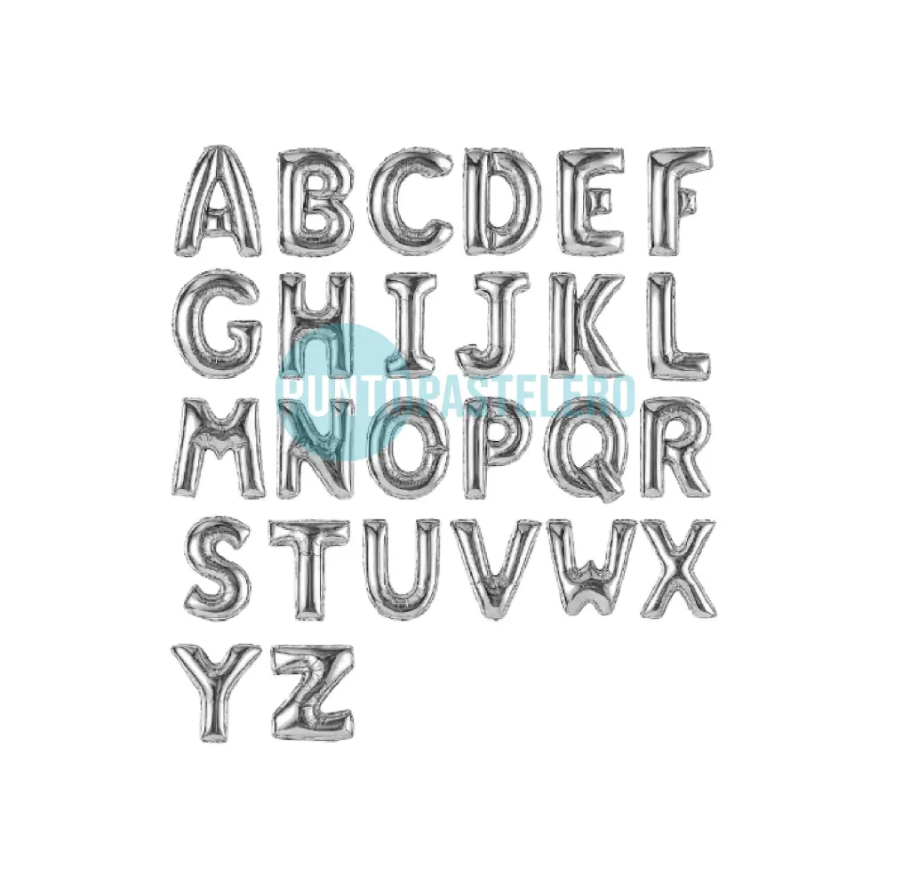 GLOBO METALIZADO PLATEADO LETRAS 18" (40 CM) (A - Z)