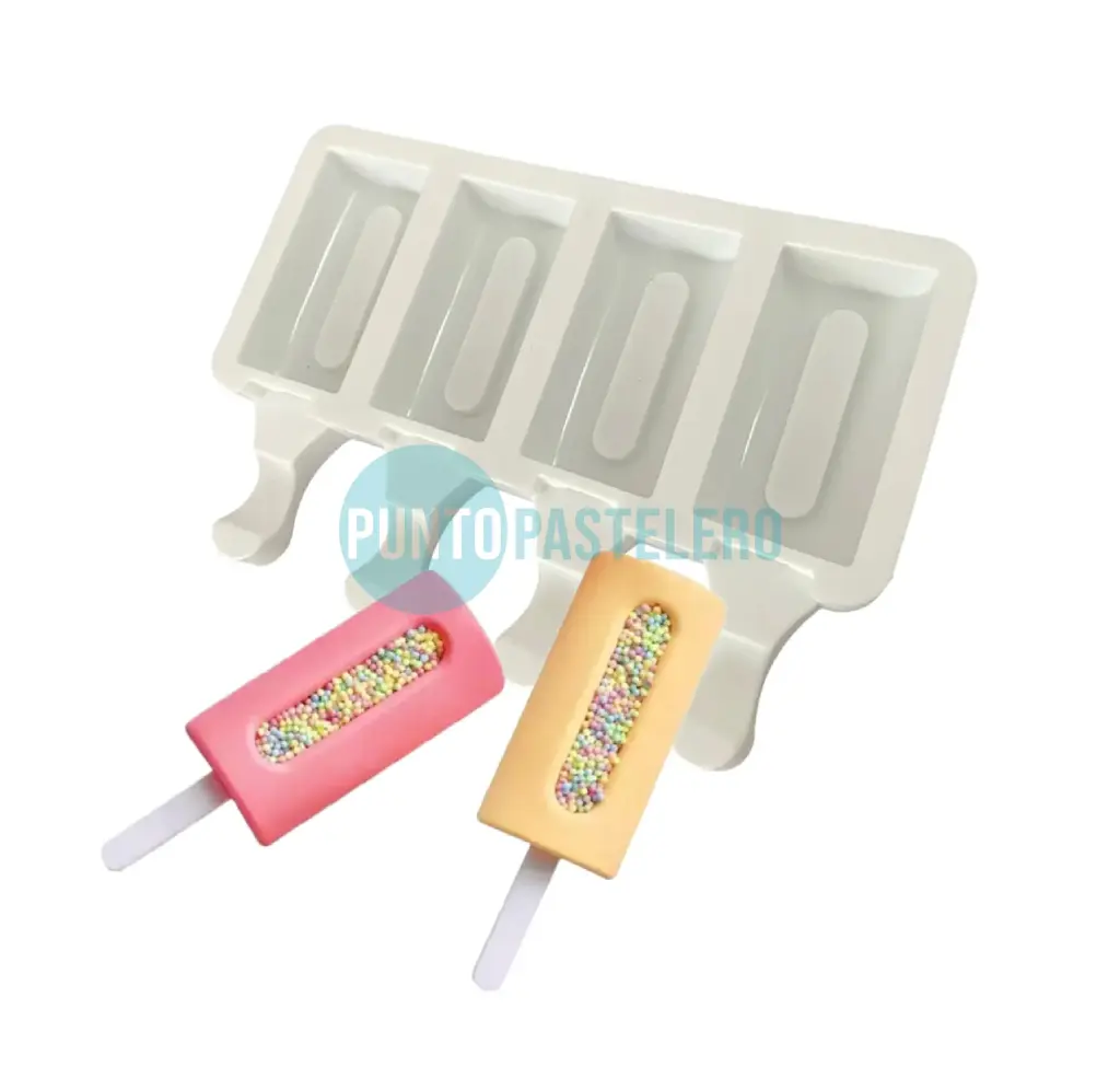 MOLDE DE SILICONA PALETAS DE HELADO CILINDRO (4 CAVIDADES) [P]