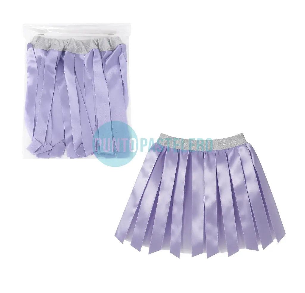 TUTU TIRAS DE TELA CON CINTURA PLATA 30 CM (COLORES SURTIDOS)