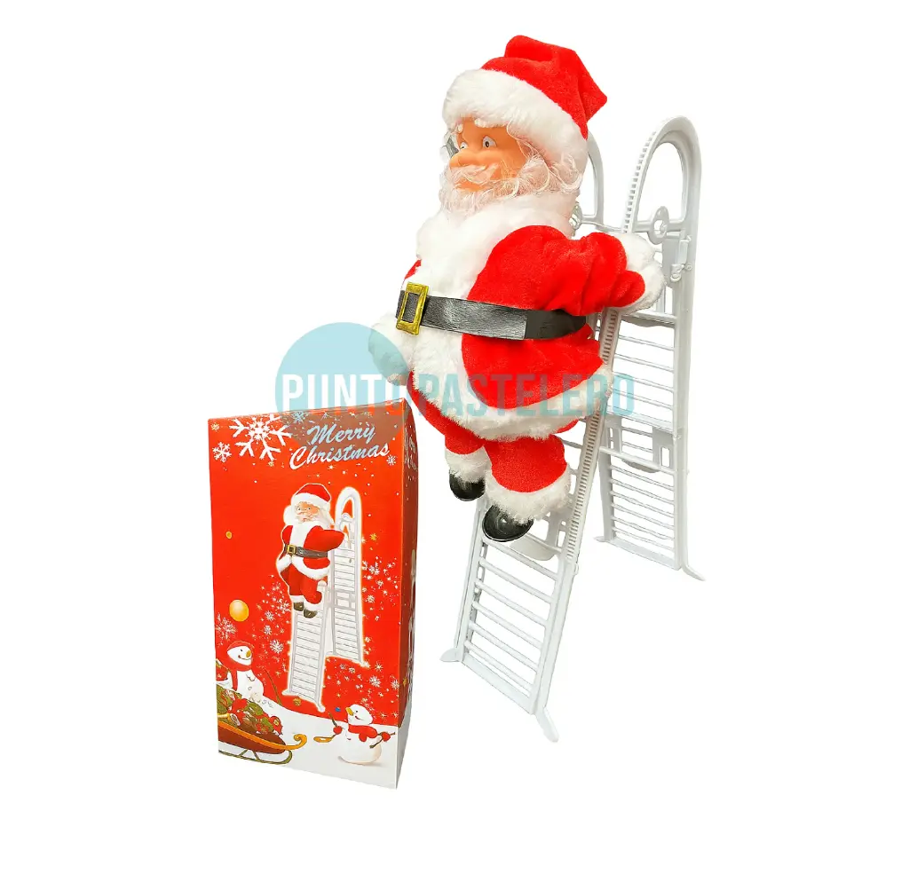 ADORNO PAPA NOEL ESCALERA DOBLE CON MOVIMIENTO