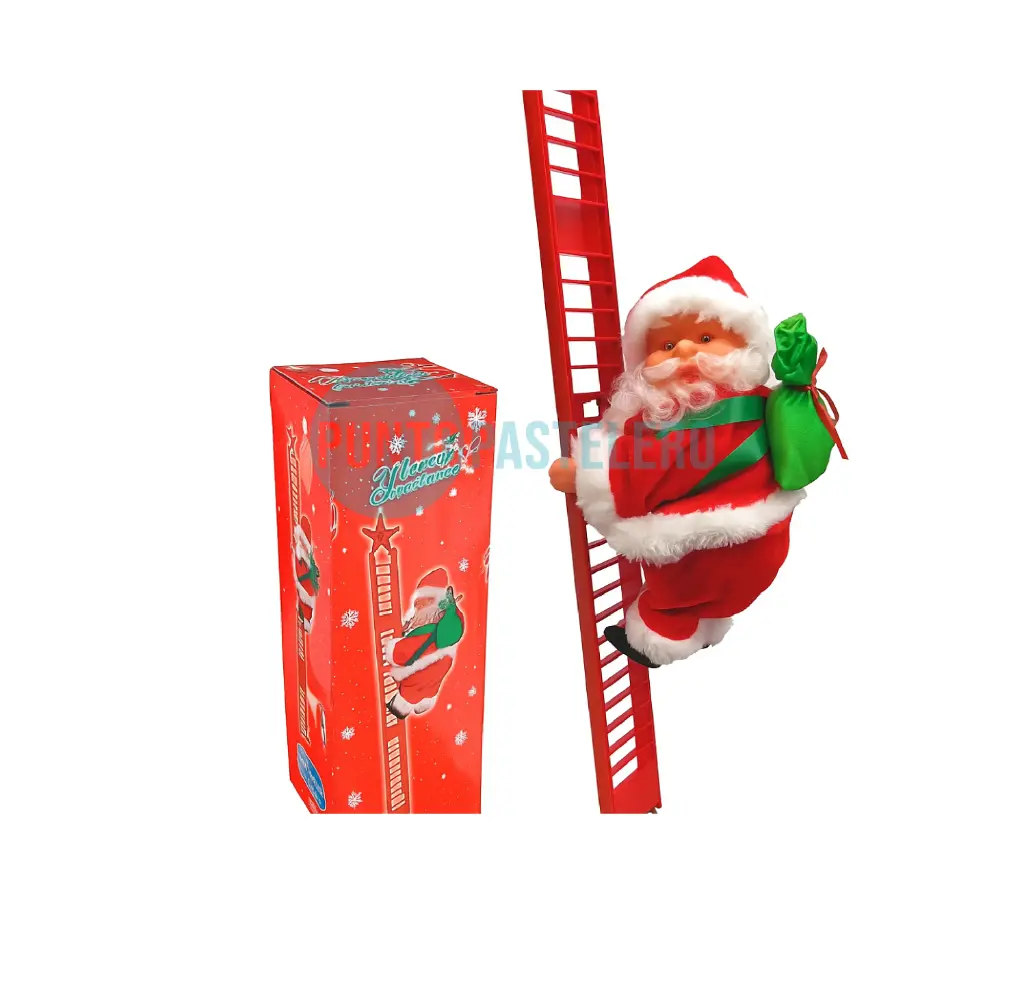 ADORNO PAPA NOEL ESCALERA ROJA CON MOVIMIENTO