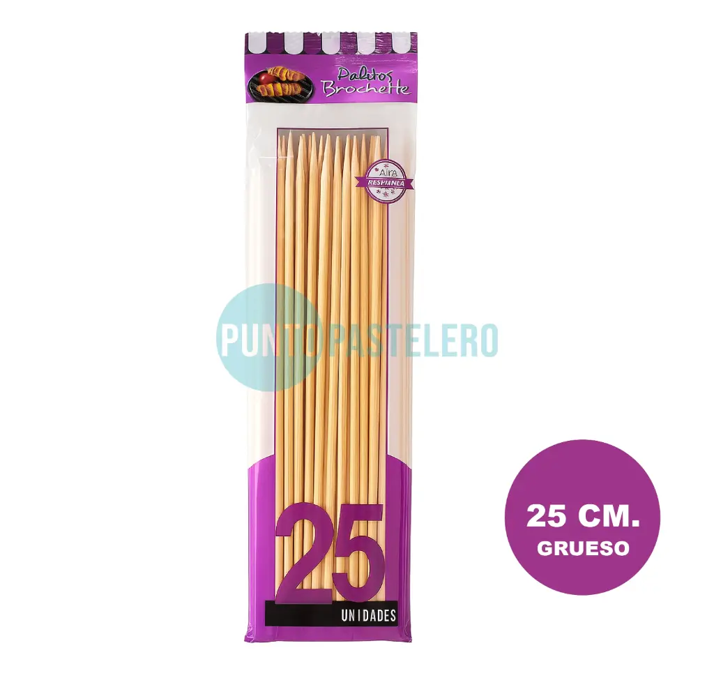 [PA4-2525] PALITOS DE BROCHETTE GRUESO 25 CM (X 25 U.) (PARTY STORE)