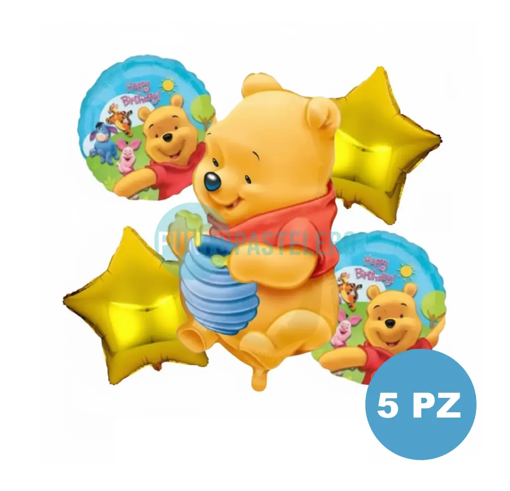 SET DE GLOBOS WHINNIE POOH (5 PIEZAS)