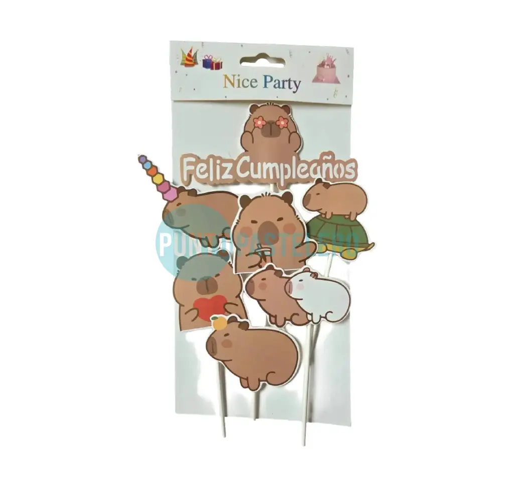 [6920540101620] TOPPER SET FELIZ CUMPLE CAPIBARA (7 U.)