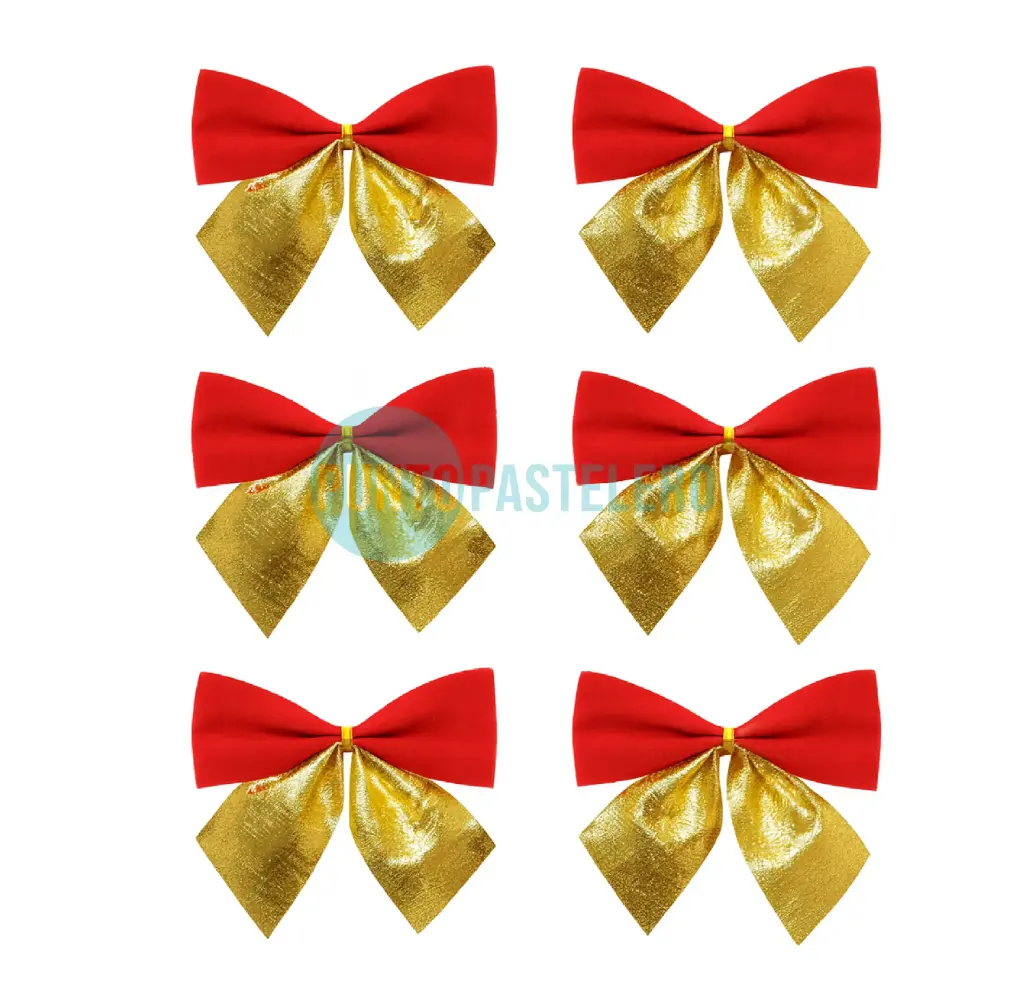 [6949818012161] ADORNO NAVIDEÑO MOÑOS ROJO Y DORADO 7.5 CM (6 U.)