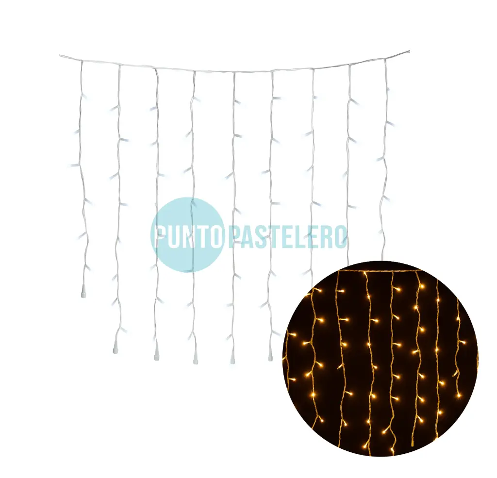 [6978202500274] LLUVIA LED DAEWOO 96 LUCES 3M (30CM/45CM/15CM) CALIDA (220V) (LD018C)