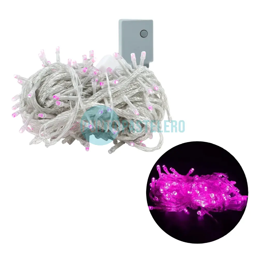 [6978202500205] GUIRNALDA LED DAEWOO 100 LUCES ROSA (10MT) 10 SECUENCIAS (220V) (LD007R)