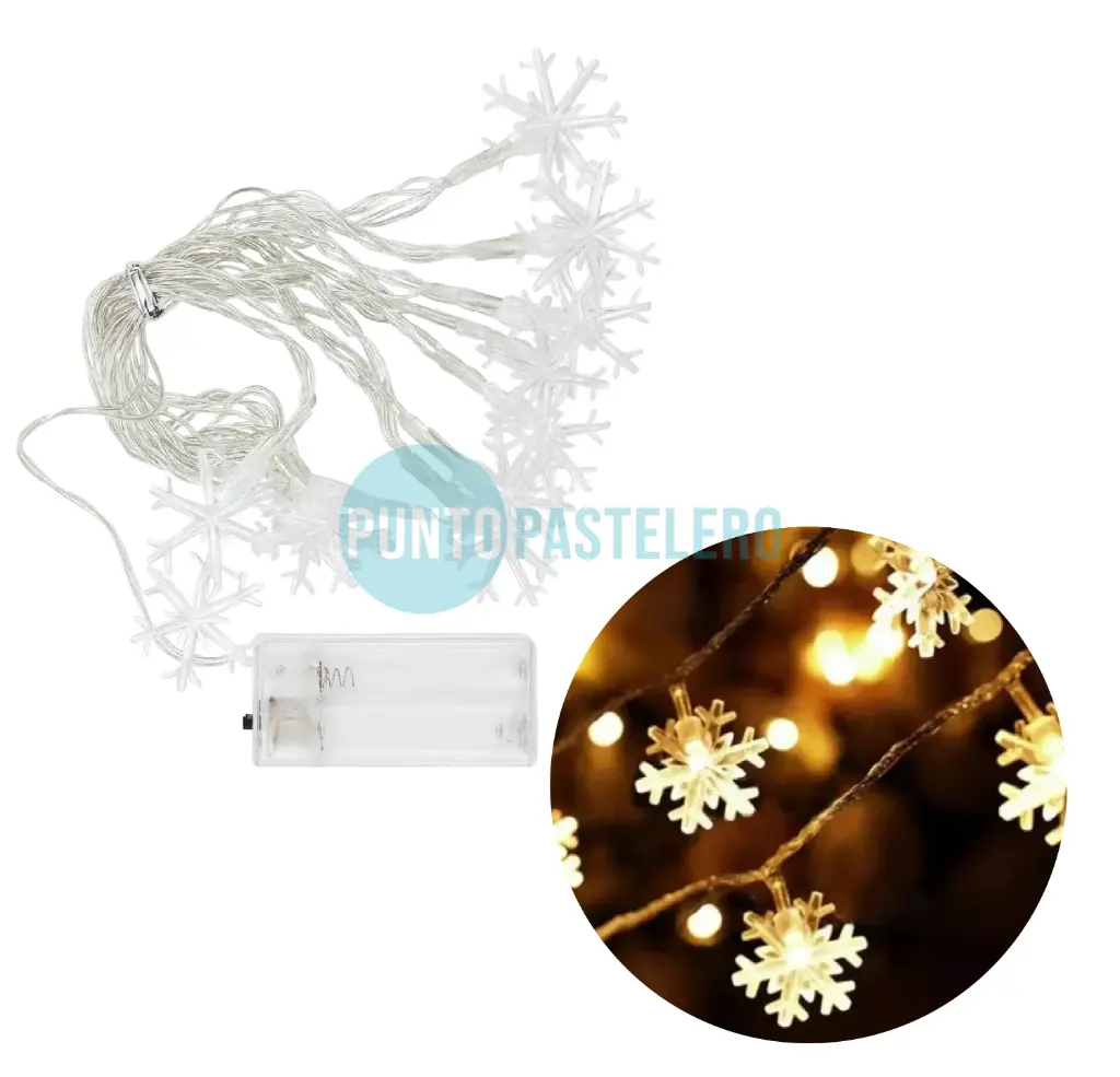 [6978202500106] GUIRNALDA LED DAEWOO 20 LUCES CALIDA COPO DE NIEVE (2.8 MT) (PILA AA) (LD004C) 