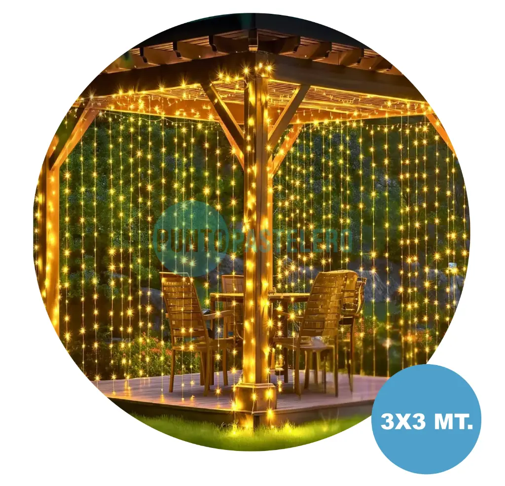 [6900172980336] CORTINA LED 300 LUCES ENCHUFE INTERCONECTABLE CALIDA (3X3 MT.) (YL-33)