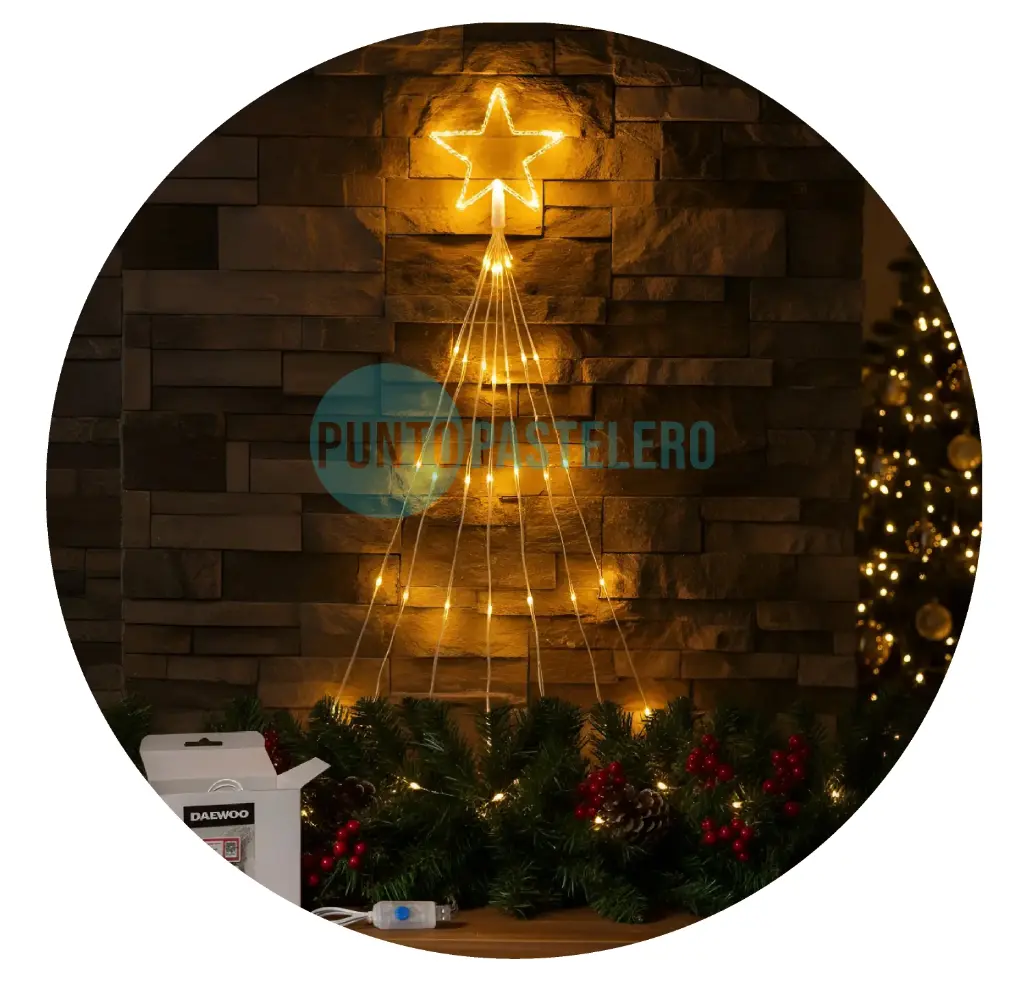 [3235463381138] PUNTAL ESTRELLA DAEWOO 9 TIRAS (1.80 MT) 126 LUCES CALIDA (USB) (LD013/381138)