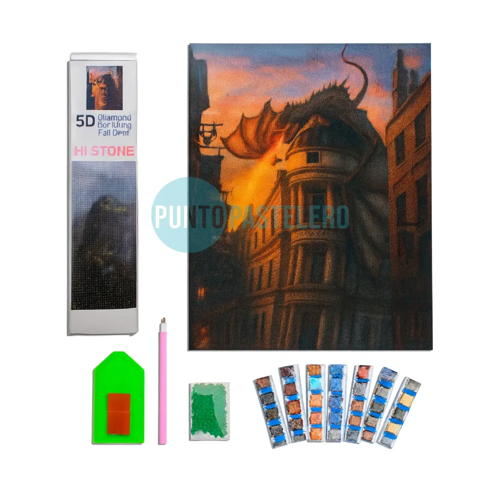 [7901886901302] KIT PINTURA DIAMANTE - DRAGON CIUDAD HARRY POTTER (30X40 CM) (GD90130)