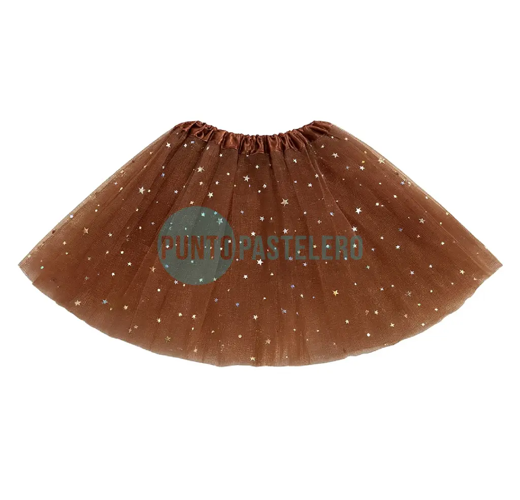 [6917150240221] TUTU CON BRILLO ESTRELLAS MARRON
