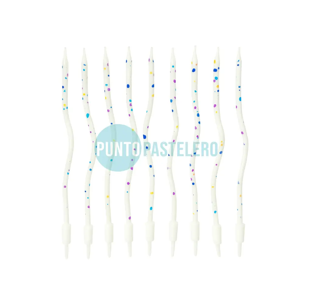 PACK VELAS ONDAS CON PINTITAS (X 12 U.)